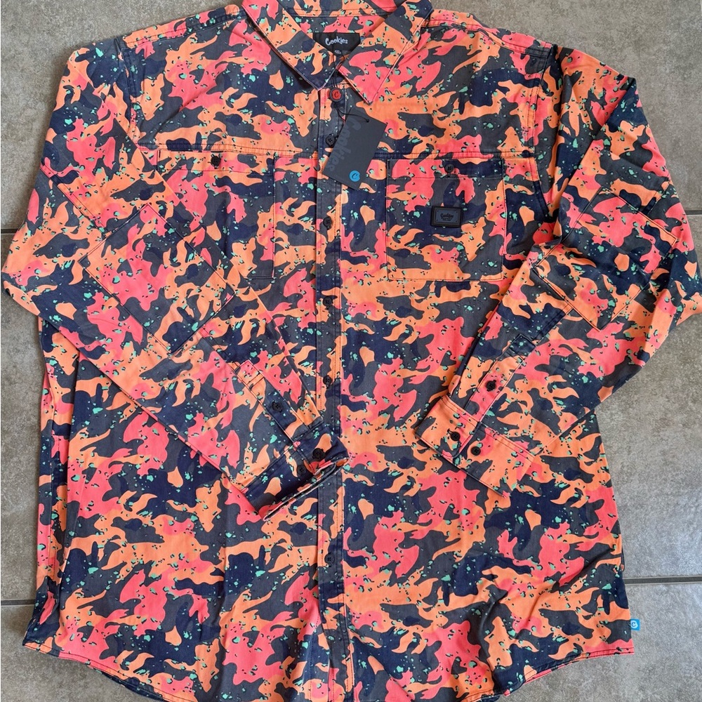 Cookies Orange Camo Shirt Men’s 4XL Mendocino Canvas Shacket New FAST SHIPPING